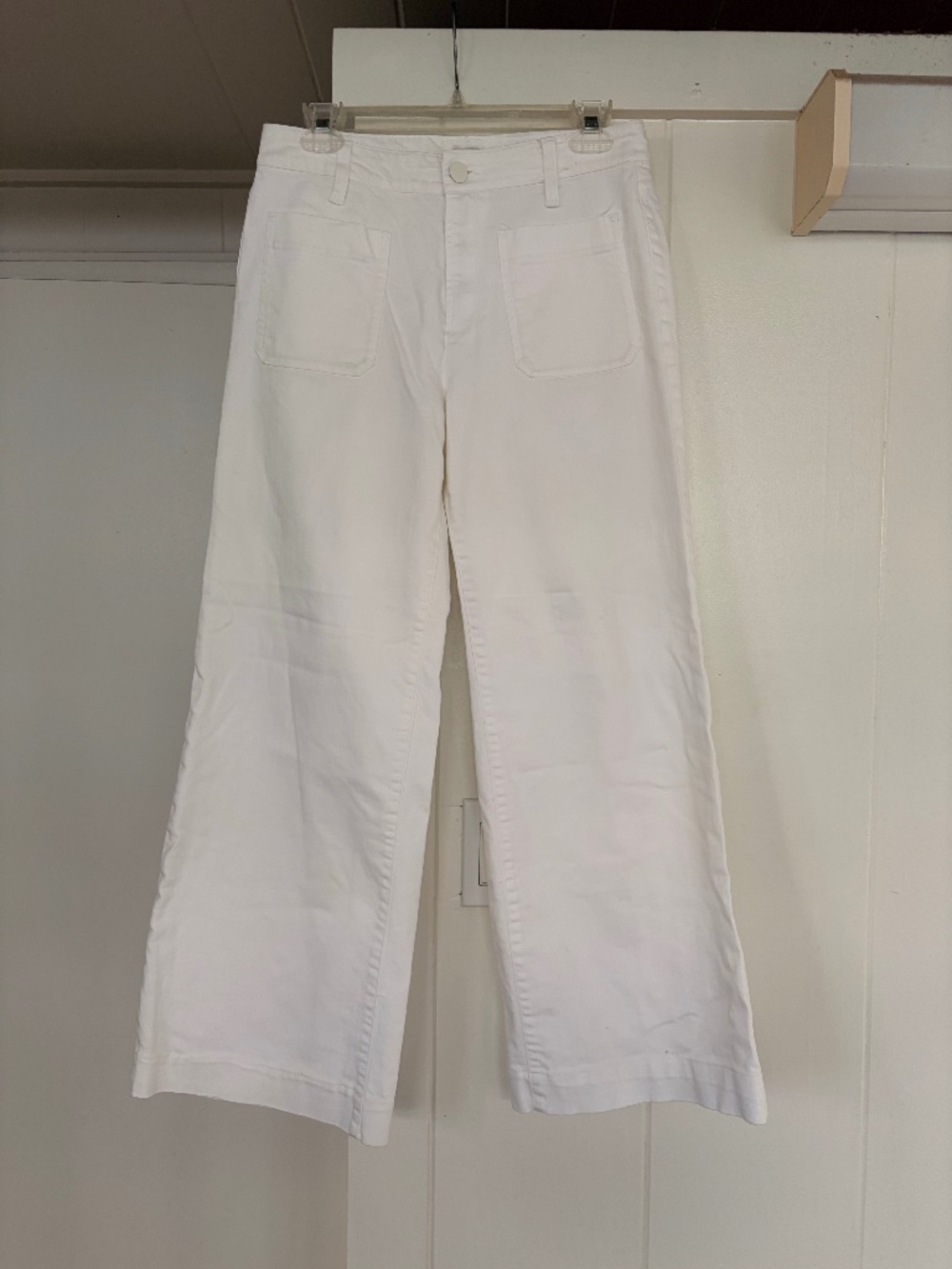 J. Crew White wide leg jeans with stretch